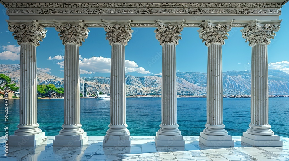 Fototapeta premium Timeless Elegance: Ancient Greek Marble Pillars
