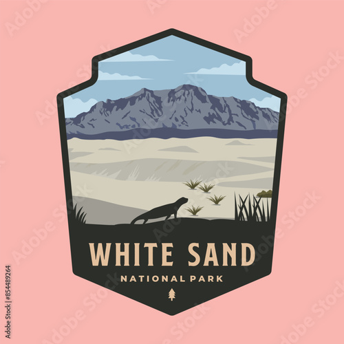 white sand national park patch logo vector symbol illustration design, new mexico landmark emblem style