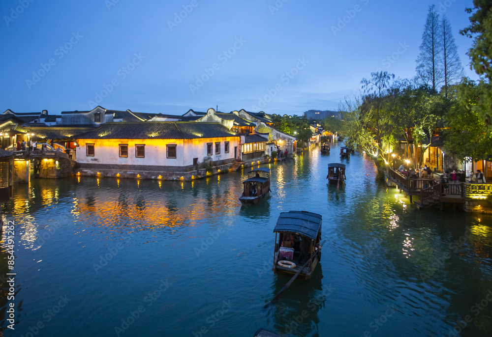 Naklejka premium Wuzhen, a water town in Jiangnan