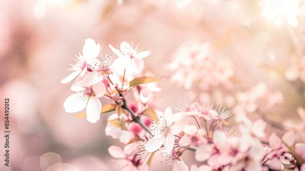 Spring cherry blossoms in full bloom, close focus on delicate pink petals, soft-focus orchard Spring cherry blossoms in full bloom, close focus on delicate pink petals, soft-focus orchard
