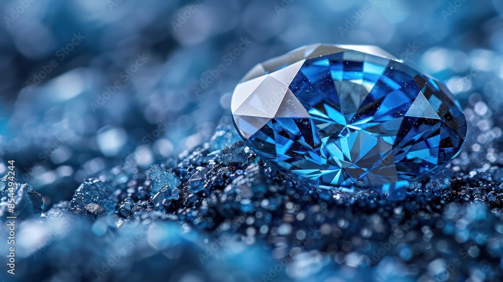 A close-up of a blue diamond, showcasing its rare and captivating color A close-up of a blue diamond, showcasing its rare and captivating color