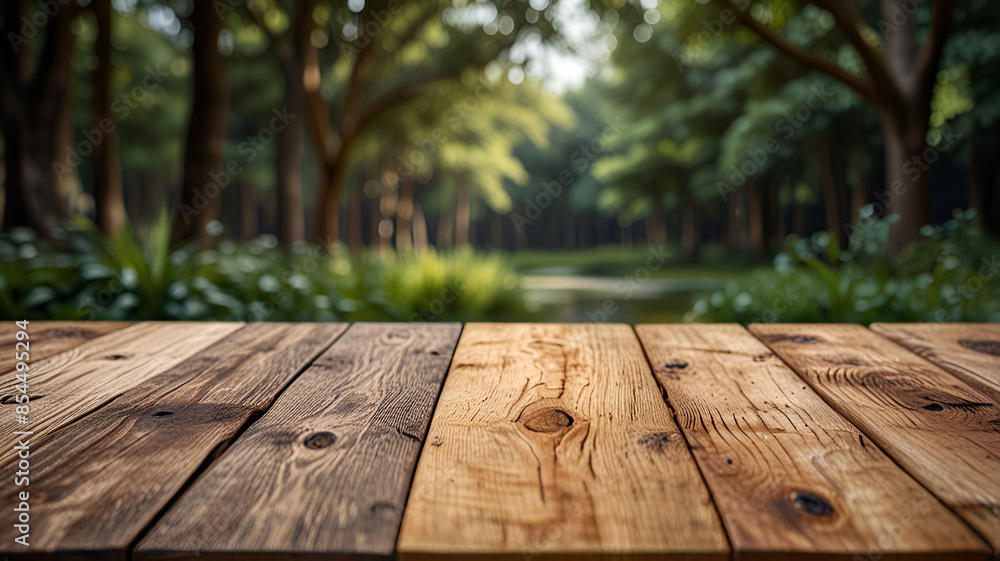 Outdoor background Wooden table in 3d png transparent using for product presentation. Abstract backgrounds. Ai generative Outdoor background Wooden table in 3d png transparent using for product presentation. Abstract backgrounds. Ai generative