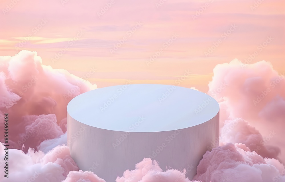 White Podium in a Pastel Sky White Podium in a Pastel Sky