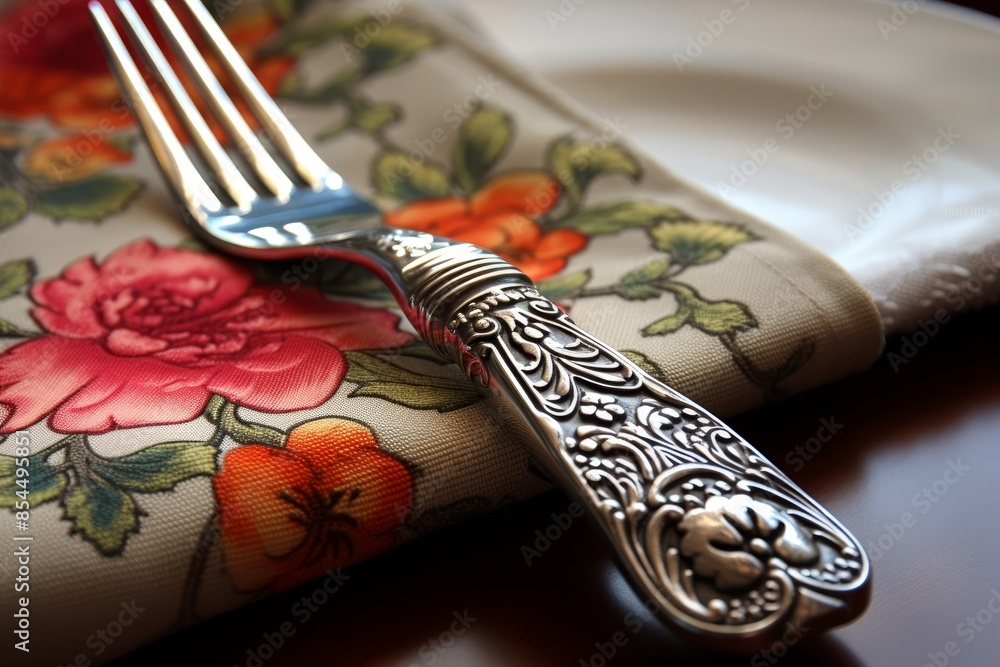 Proper arrangement of cutlery on dining table, close up view for