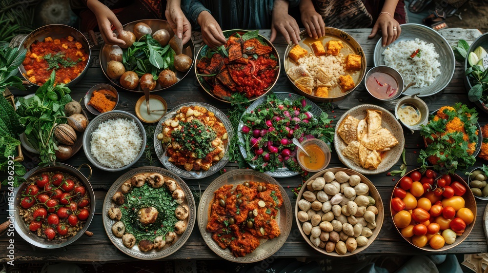 A community feast where families gather to share food and celebrate Eid Al-Adha. A community feast where families gather to share food and celebrate Eid Al-Adha.