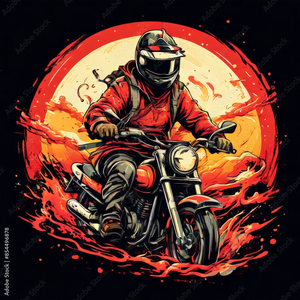 AI Image Generator, Fire emanating from the body, sunset, pure white background, T-shirt design,