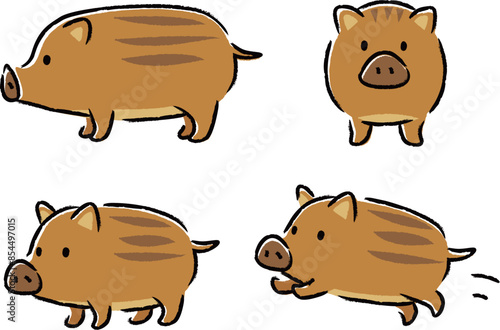 シンプルでかわいいうり坊のイラストセット