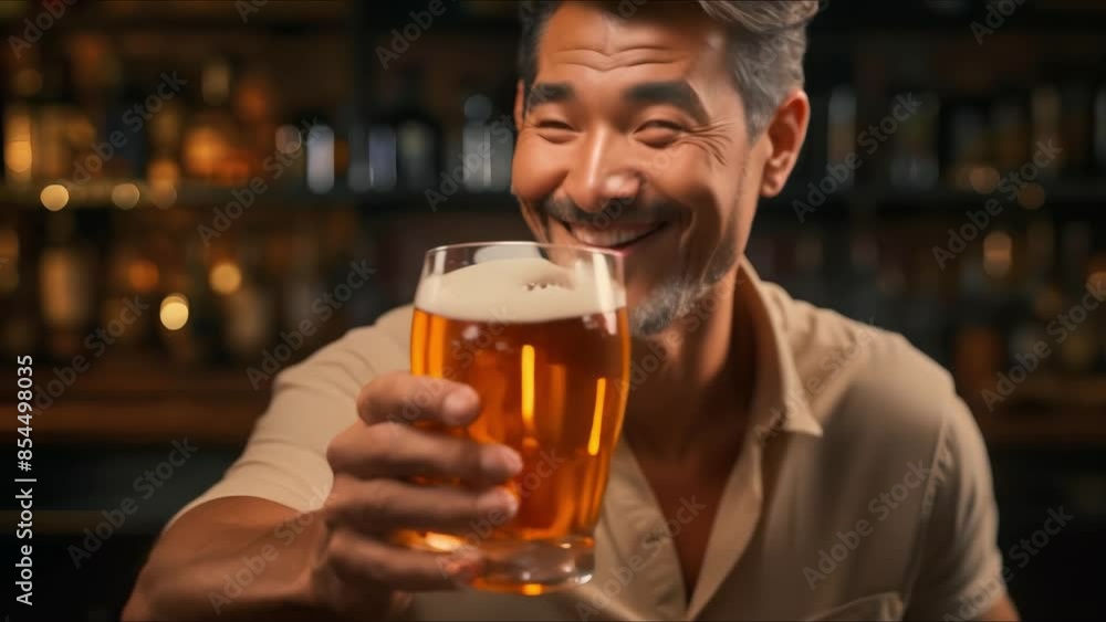 Bartender serving a full glass of beer in a bar. Concept Hospitality, Beer Industry, Bartending Skills, Customer Service, Social Interactions Bartender serving a full glass of beer in a bar. Concept Hospitality, Beer Industry, Bartending Skills, Customer Service, Social Interactions