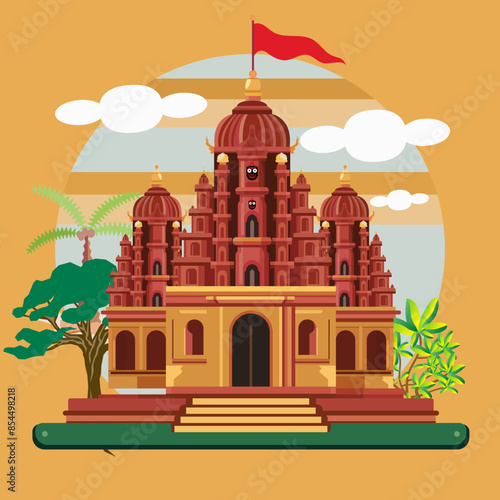 Rath yatra nice Jagannath temple vector graphics design