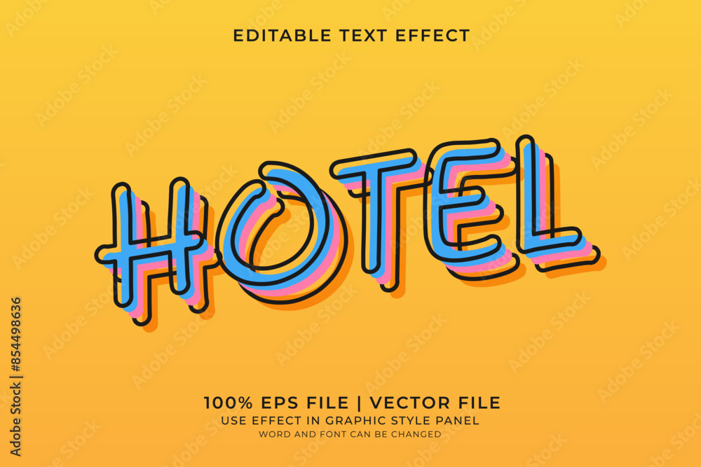 Obraz premium Neon text effect Hotel editable vector