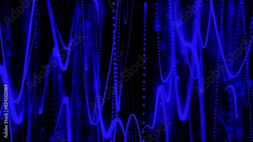 Abstract Speed motion in highway tunnel  digital particles dots and line twist and movement, Loop motion abstract background