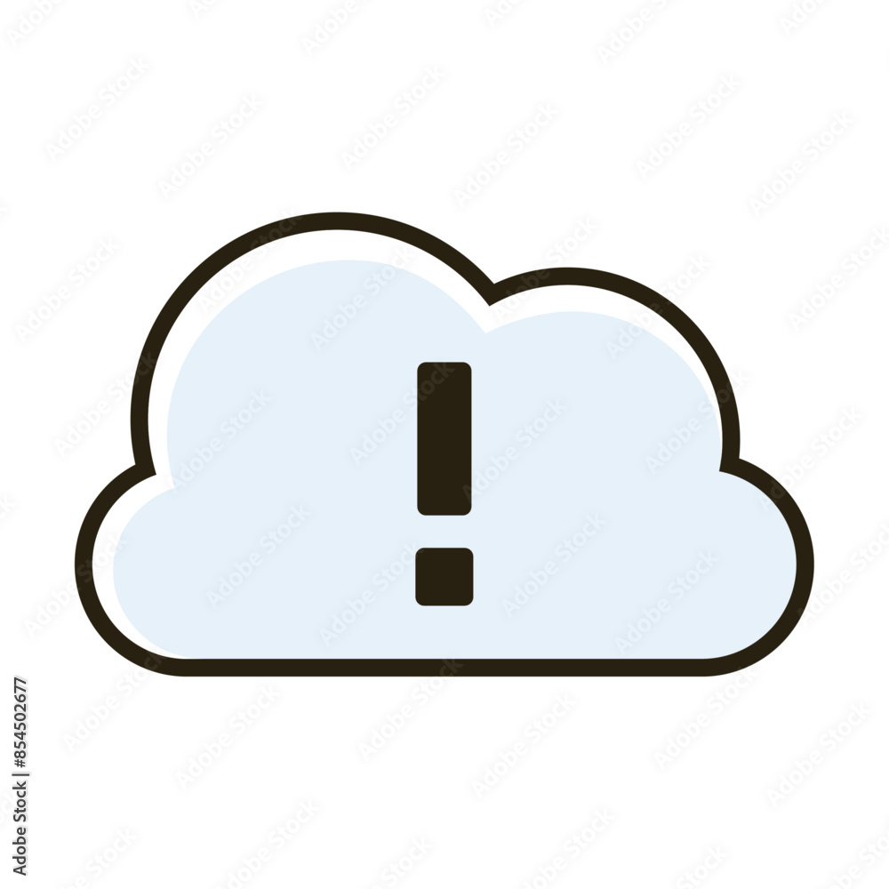 Cloud alert icon illustration on white background Cloud alert icon illustration on white background