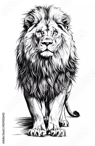 lion sketch illustration, in vector style, on white background,