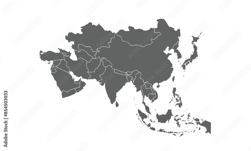 Asia map isolated on white background. for website layouts, background, education, precise, customizable, Travel worldwide, map silhouette backdrop, earth geography, political, reports. Asia map isolated on white background. for website layouts, background, education, precise, customizable, Travel worldwide, map silhouette backdrop, earth geography, political, reports.