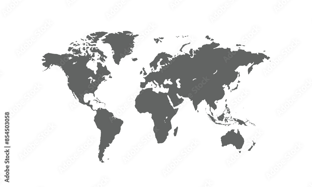 Naklejka premium world map isolated on white background. for website layouts, background, education, precise, customizable, Travel worldwide, map silhouette backdrop, earth geography, political, reports.