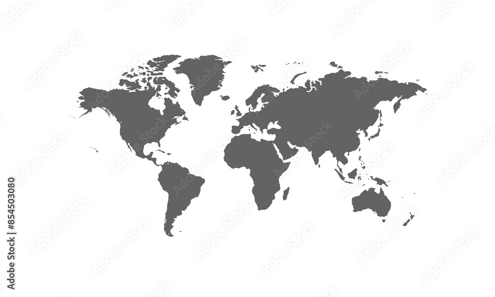 Naklejka premium world map isolated on white background. for website layouts, background, education, precise, customizable, Travel worldwide, map silhouette backdrop, earth geography, political, reports.