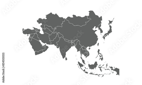 Asia map isolated on white background. for website layouts, background, education, precise, customizable, Travel worldwide, map silhouette backdrop, earth geography, political, reports.