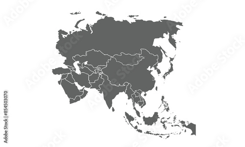 Asia map isolated on white background. for website layouts, background, education, precise, customizable, Travel worldwide, map silhouette backdrop, earth geography, political, reports.
