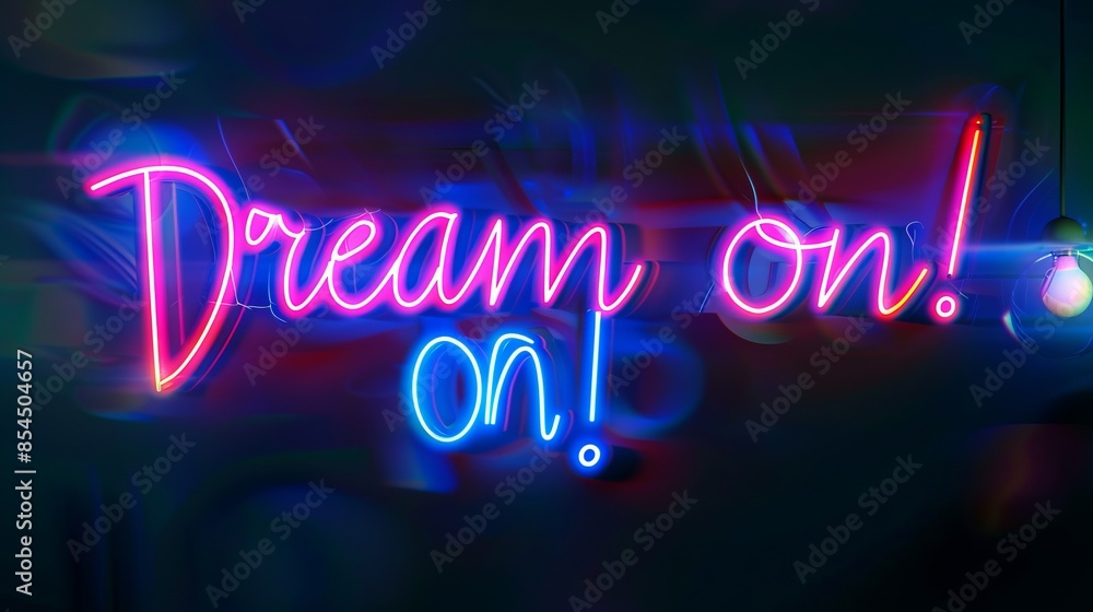 Obraz premium Bright inscription “Dream on”. Concept of achieving dream as a special type of imagination. 