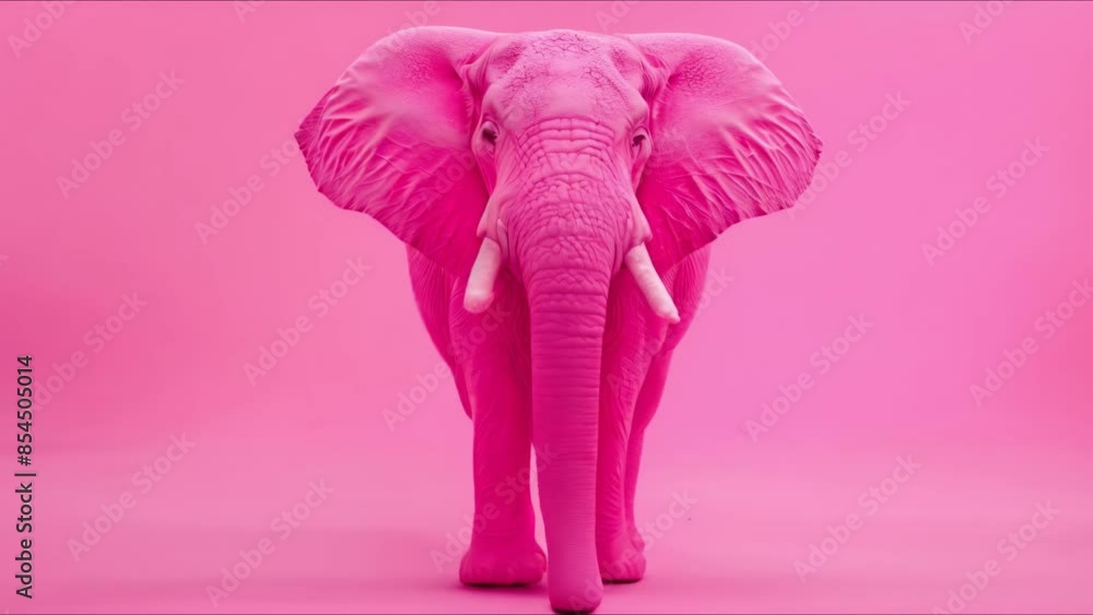 One Pink Elephant in a Colorful Monochromatic Pink Setting with Copy Space and Selective Focus. Concept Pink Elephant Photoshoot, Monochromatic Setting, Copy Space, Selective Focus One Pink Elephant in a Colorful Monochromatic Pink Setting with Copy Space and Selective Focus. Concept Pink Elephant Photoshoot, Monochromatic Setting, Copy Space, Selective Focus