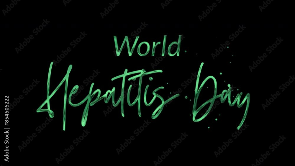 Elegant 4K World Hepatitis Day text animation with green ink droplets forming flowing calligraphy. Glowing effect, transparent background, perfect for awareness campaigns.
Elegant 4K World Hepatitis Day text animation with green ink droplets forming flowing calligraphy. Glowing effect, transparent background, perfect for awareness campaigns.