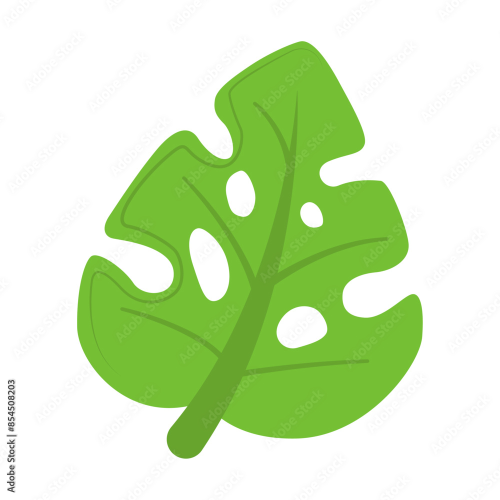 Obraz premium Green leaves icon in cartoon style isolated