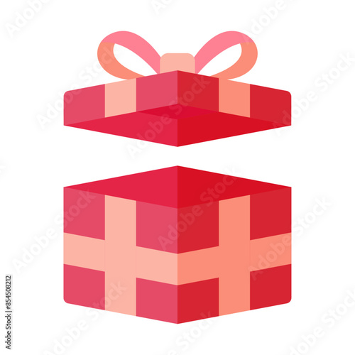 Gift Box with Ribbon and Bow isolated illustration on white background