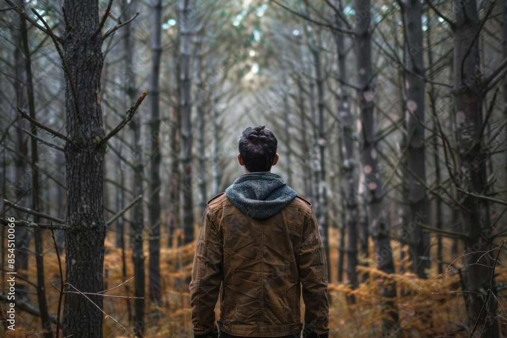 This image shows a man standing between trees during daytime, highlighting tranquility and harmony in nature. This image is suitable for content related to nature, relaxation, travel, and more.
This image shows a man standing between trees during daytime, highlighting tranquility and harmony in nature. This image is suitable for content related to nature, relaxation, travel, and more.