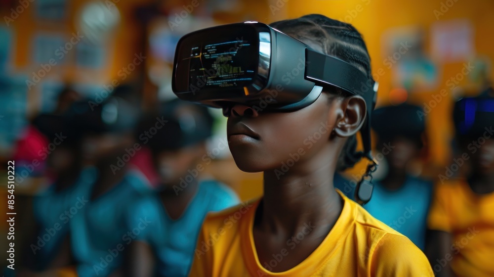 Young Girl Immersed in Virtual Reality Young Girl Immersed in Virtual Reality