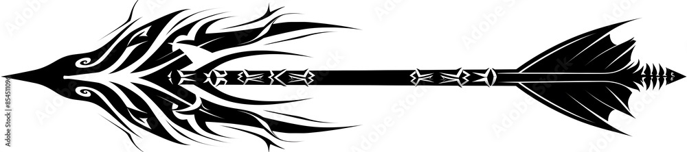 Spiral Tribal Black Arrow Clip Art Graphic on White Background Spiral Tribal Black Arrow Clip Art Graphic on White Background