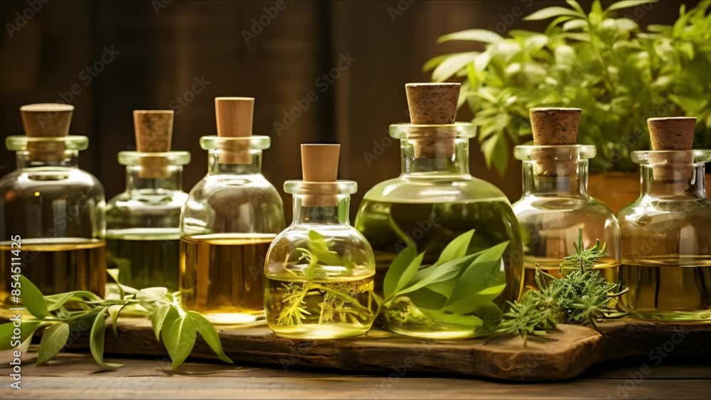 Glassware for Research and Development of Organic Botanical Products for Herbal Medicine and Skincare. Concept Organic Botanical Products, Herbal Medicine, Skincare, Glassware Glassware for Research and Development of Organic Botanical Products for Herbal Medicine and Skincare. Concept Organic Botanical Products, Herbal Medicine, Skincare, Glassware