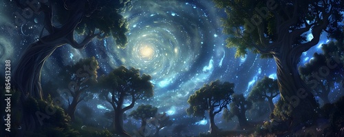 Mystical Starry Night Fores...