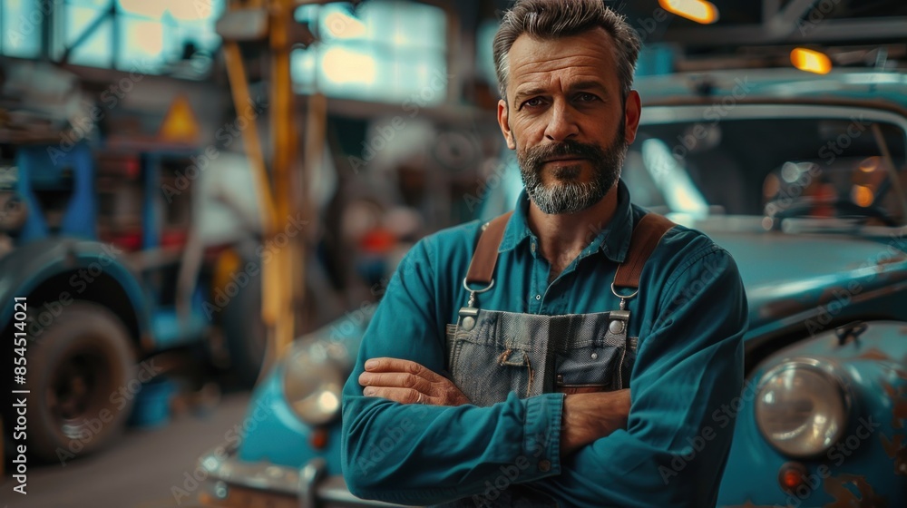 Obraz premium Portrait of a Mechanic in His Workshop