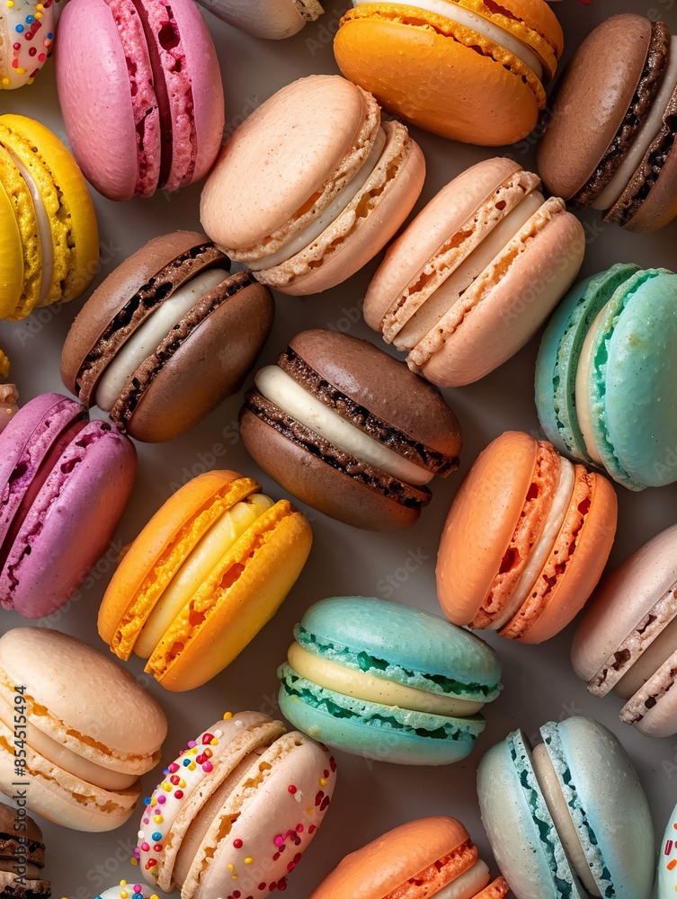 Close up of colorful macaroons in a french bakery Close up of colorful macaroons in a french bakery