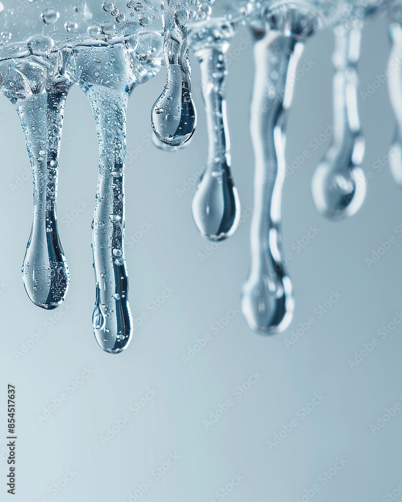 close up of water drops on a blue background with copyspace close up of water drops on a blue background with copyspace