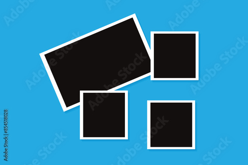 photo frames glued on tape. Taped on photo mockup design.