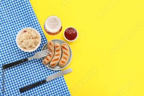Plate with tasty Bavarian s...