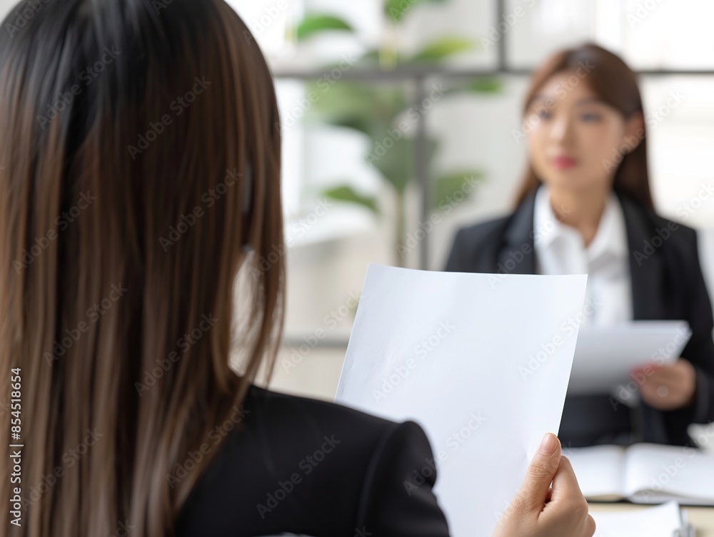 Business interview for professional job. Selective focus on interviewee Business interview for professional job. Selective focus on interviewee