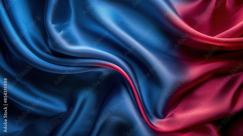 Fototapeta premium Abstract Blue and Red Draped Silk Fabric
