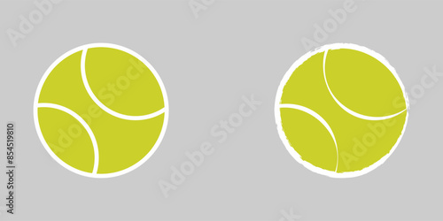 Tennis ball flat icon with isolated on grey background. Simple Tennis ball in flat style, web and mobile design. Vector illustration. Eps file 75.