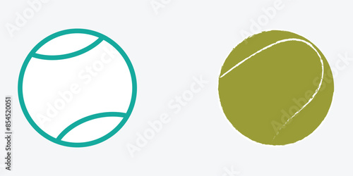 Tennis ball flat icon set with isolated on grey background. Simple Tennis ball in flat style, web and mobile design. Sport equipment elements vector sign symbol. Vector illustration. Eps file 82.