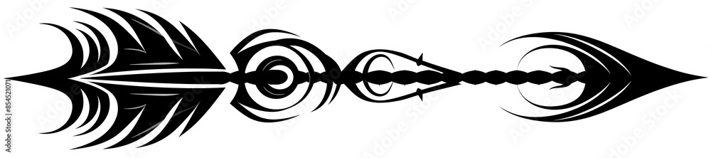 Tribal Spiral Arrow Art Minimal Retro Geometric Design on White Background Tribal Spiral Arrow Art Minimal Retro Geometric Design on White Background