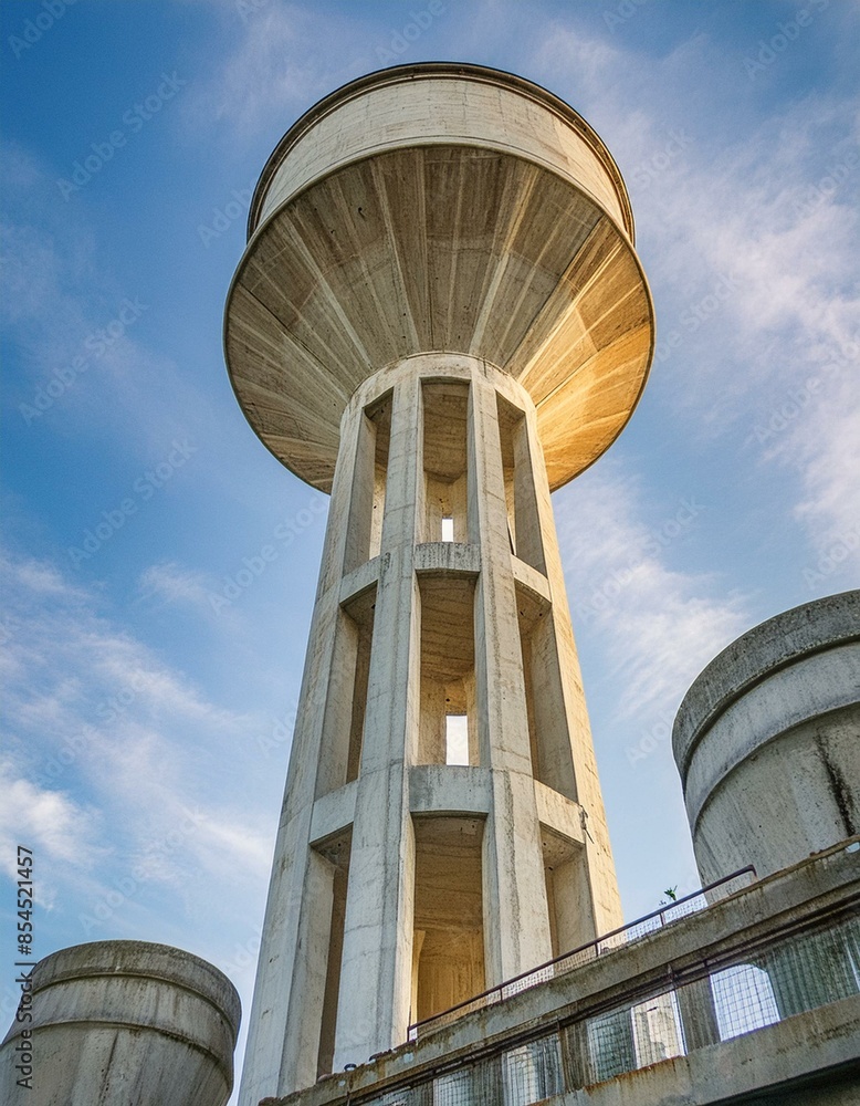 Obraz premium tower of the aqueduct, brutalist architecture 