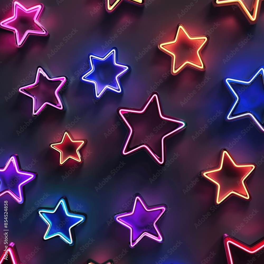 Neon elegant stars. A glowing banner with shining stars as a template for greeting cards, invitations, and advertisements. Festive background. Neon elegant stars. A glowing banner with shining stars as a template for greeting cards, invitations, and advertisements. Festive background.