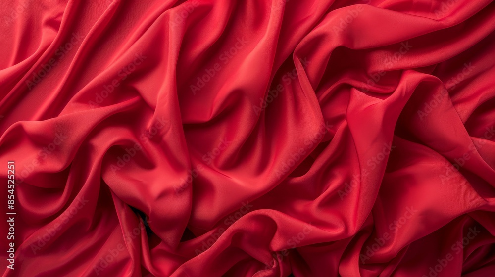 Vibrant Red Silk Fabric Background, Generative AI