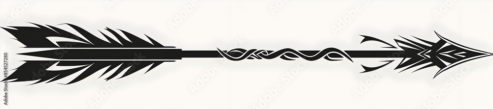 Minimalist Black Tribal Arrow with Spiral Tips Minimalist Black Tribal Arrow with Spiral Tips