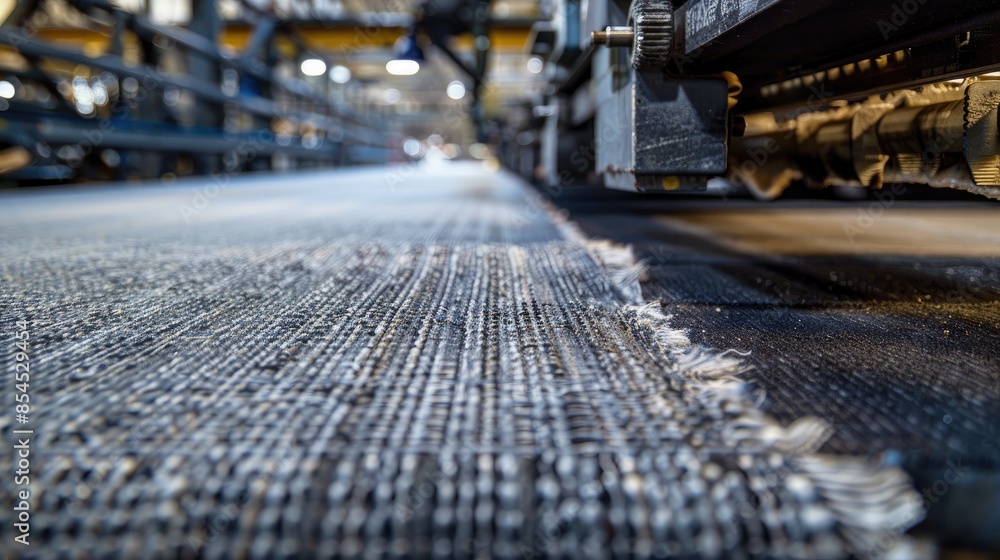 Close up photograph of factory production showcasing new design with creative carpet texture patterned surface Close up photograph of factory production showcasing new design with creative carpet texture patterned surface