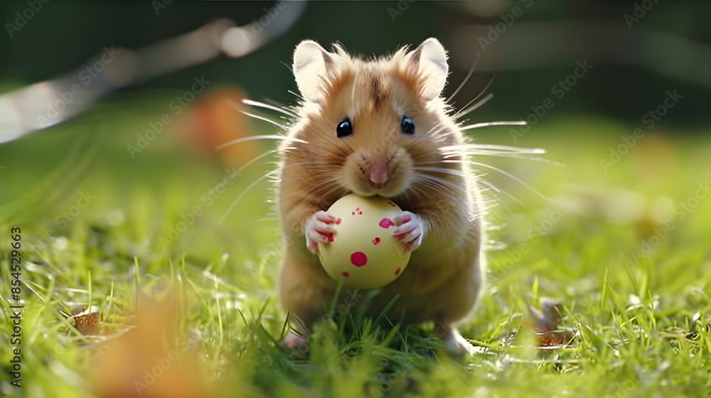 A hamster holding a ball in its A hamster holding a ball in its
