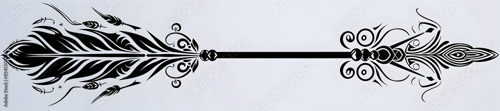 Minimal Tribal Arrow with Spiral on White Background Minimal Tribal Arrow with Spiral on White Background