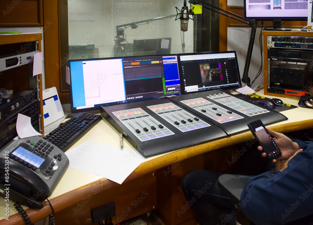 Interior of broadcasting studio room